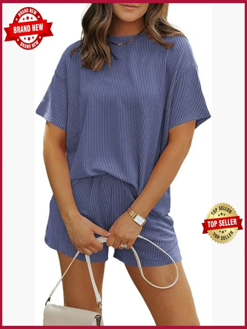 Women 2 Piece Shorts Set Ribbed Lounge Matching Sets